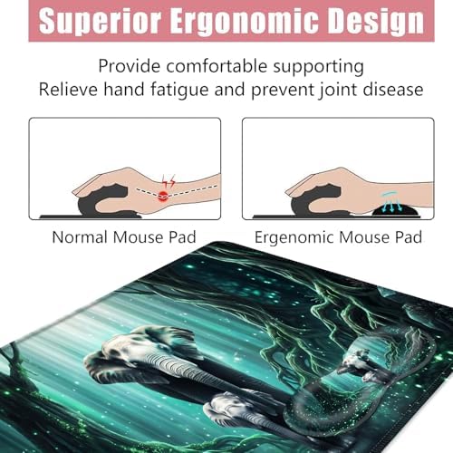 Large Keyboard Mouse Pad Set, Extended Mouse Pad+Keyboard Wrist Rest Support, Memory Foam Ergonomic Easy Typing, 4Pcs (31.5×11.8 in) Desk Pad Set for Office Home,Elephant Baby and Mom - Image 5