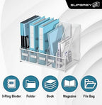 SUPEASY Desk Organizers Metal Desk Magazine File Holder with 5 Vertical Compartments Rack File Organizer for Office Desktop, Classroom, Home Workspace, White Plus - Image 4