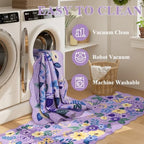 DUKINO 2x6 Runner Rug, Floral Washable Rug for Kitchen Non Slip, Purple - Image 6