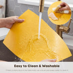 Artoid Mode Yellow Faux Leather Placemats Set of 8, 12x18 Inch Waterproof Wipeable Heat Resistant Vinyl Place Mats, Reversible Table Mats for Summer Kitchen Dining Decor - Image 5