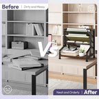 SWTYMIKI Paper Organizer, Mesh and Wood Desk Office Organizer, Office Organization and Binder Storage for Workspace, Home, School, Espresso - Image 7
