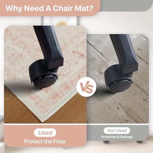 48"x72" Office Chair Mat for Hardwood Floor, Non-Slip Washable Light Pink - Image 4