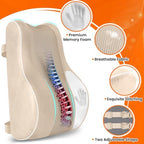 CloudBliss XL Lumbar Support Pillow, Memory Foam for Office Chair, Khaki - Image 4