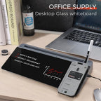 TOWON Glass Desk Whiteboard 16x7 in, Wireless Charger and Storage, Black - Image 2