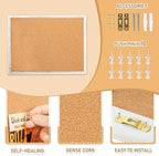 DOLLAR BOSS White Cork Board, 30" X 20" Rustic Framed Bulletin Board - Image 2