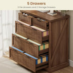 SEDETA Farmhouse File Cabinet for Home Office, 5 Drawer File Cabinet, Wood Office File Cabinets for Letter/Legal/A4 Size, File Cabinets with Printer Stand for Study Room, Living Room, Brown - Image 6