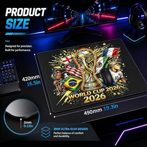 Glass Gaming Mouse Pad, 5.0 Nano Etched Surface, Custom PU Non Slip Base, Esports Level Speed & Precision, Tempered Glass, Waterproof & Durable, 490mm*420mm Large Size for FPS Gaming (World Cup 2026) - Image 2
