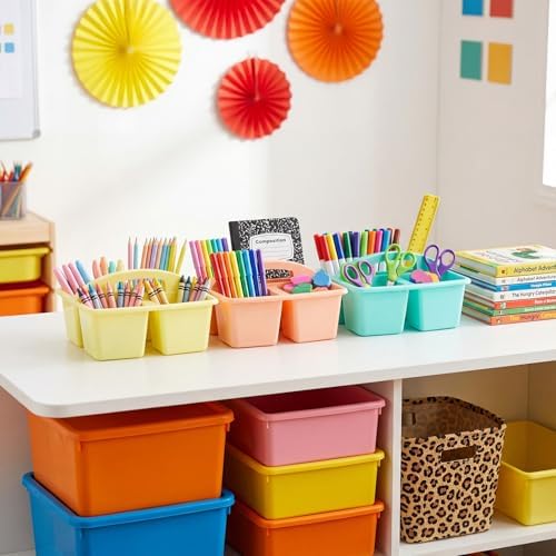 Kathfly 12 Pack Classroom Caddy Organizer with Handle Bulk, Mixed Color 1 - Image 2