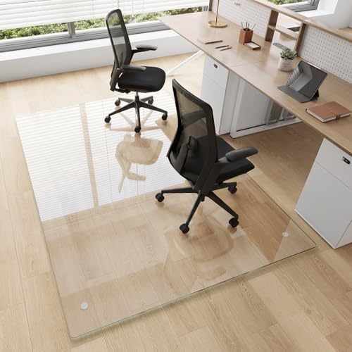 Tempered Glass Chair Mat for Carpet, 48"x72" Clear Floor Mat by MYSUNORIA
