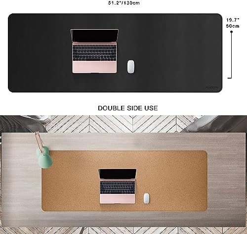 MAIDERN 51.2”x 19.6” Cork & Leather Desk Pad, Large Desk Mat (Black) - Image 2
