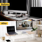 Across-Star Dual-Monitor-Stand-Riser-For-Desk Adjustable Length 32-40 Inch，Large Desktop Computer Monitor Riser For 2 Screens，Desk Shelf Organizer Riser Stand For Computer/Laptop/PC/Printer/TV Black - Image 7