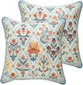 ISAENNE Linen Square Throw Pillow Cover,Set of 2,18"x18"-Floralsea A by Isaennehomedecoration