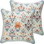 ISAENNE Linen Square Throw Pillow Cover,Set of 2,18"x18"-Floralsea A by Isaennehomedecoration