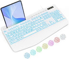 SABLUTE Wired Large Print Backlit Computer Keyboard with Wrist Rest (White) by SABLUTE