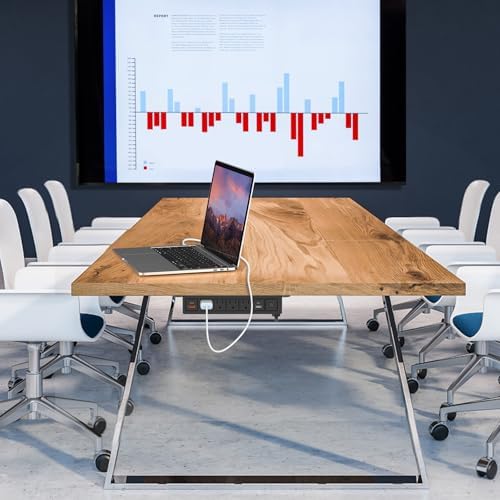 Under Desk Power Strip with 20W USB C, QBA 8-in-1 Desk Outlet Station, 4 AC Outlets, 2 USB-C, 2 USB-A, 10FT Cable, Desk Mount Power Strip for Home Office Conference, ETL Listed(Black) - Image 6