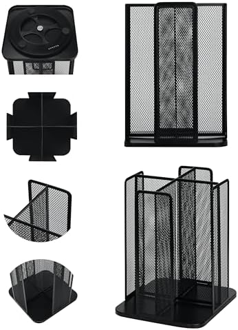 Annova Paper/Plastic Cup and Lid Holder Plastic Storage Organizer, 360°Rotating Coffee Mup Dispenser with 4 Compartments, Multifunctional Storage Rack for Home, Office, Bar, Coffee Shop (Black) - Image 3