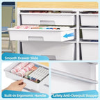10 Drawer Storage Cabinet with Height-Adjustable Shelves & Wood Top, White - Image 5