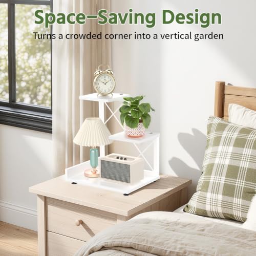 LASZOLA Plant Stand Indoor Tabletop Shelf Small for Desk, Wooden White - Image 5