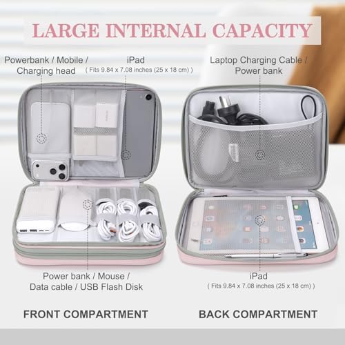 FYY Electronic Organizer, Travel Tech Pouch Bag, Extra Large, Light Pink - Image 3
