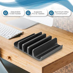 Elestoria 5- Slot Vertical Laptop Stand - Aluminum Laptop Stand Vertical for Desk - Fits MacBook Pro/Air, Surface, Mobiles & Gaming Laptops up to 17.3" - Heavy Duty Laptop Holder for Desk - (Black) - Image 4