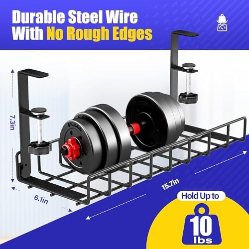 Under Desk Cable Management Tray 2 Pack, Xpatee Wire Management No Screws, Cable Tray with Clamp for Wire Management, Computer Code Rack for Office, Home - No Damage to Desk Black - Image 5