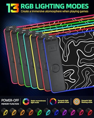 Wireless Charging Mouse Pad, RGB Gaming Mousepad, 31.5"x15.7" in - Image 4