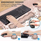 Large Mouse Pad and Gel Mouse Wrist Rest+ Memory Foam Keyboard Wrist Rest Support Set, Non-Slip Rubber Base for Office,Home,Computer, Extended Gaming Mousepads XXL Leopard Star Pattern Pink Desk Mat - Image 5