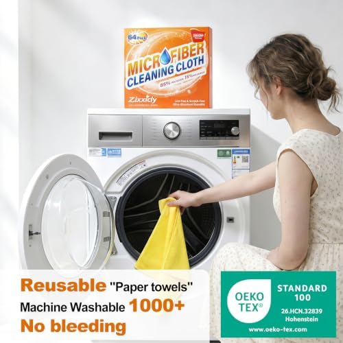 Microfiber Cleaning Cloth 300GSM 64 Pack 12.8"x12.8" Cleaning Rags - Image 7