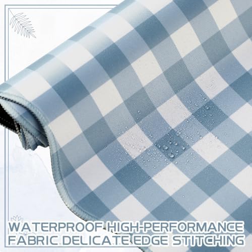 Sabary Gingham Desk Mat Scalloped Dust Blue, 35.4 x 15.7 Inch - Image 3