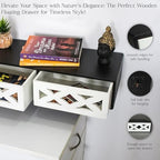 Wooden Desk Organizer with 2 Drawers – Handcrafted Solid Wood Storage Box for Office, Home & Study – Rustic Desktop Organizer for Files, Accessories & Stationery (STYLE 2, BLACK AND WHITE) - Image 5