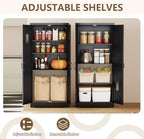 Black Metal Storage Cabinet, 63" Kitchen Pantry Cabinets for Office - Image 4