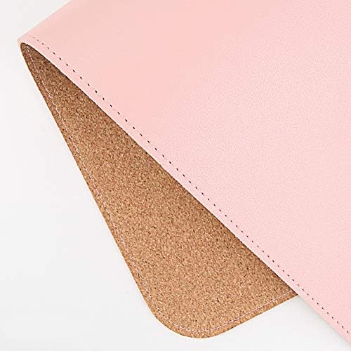 Ruby Lil Natural Cork & Leather Desk Writing Mat, Dual Use Desk Matt for Desktop,Multifunctional Office Desk Pad, PU Leather Mouse Pad,Pink,47"x 24" by RubyLil