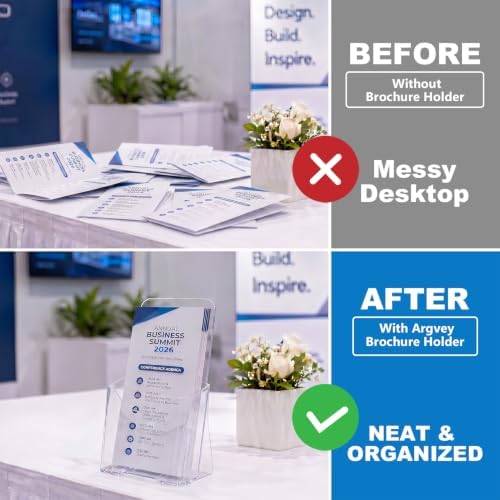 Clear 4x9 Trifold Brochure Holder, Acrylic Rack Card Holder Stand, 10 Pack - Image 4