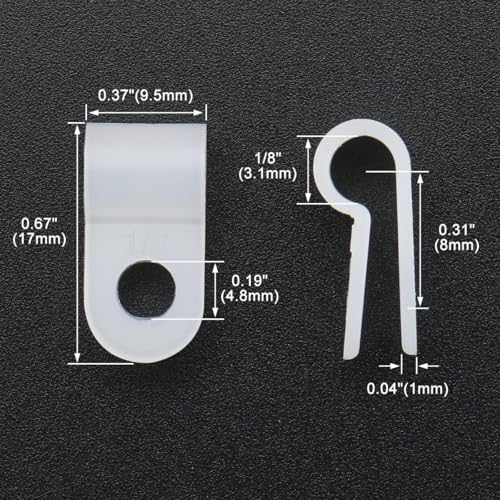 BAOMAIN 1/8-Inch R-Type Cable Clamps, 1000-Pack Wire Nylon Wire Management Clips, UC-0 Screw-On Cord Fasteners for Home, Office, and Industrial Use - Image 2
