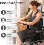 Seat Cushion,Lumbar Support Pillow for Office Chair, Cooling Mesh Office Chair Cushions for Sciatica,Tailbone &Back Pain Relief,Ergonomic Memory Foam Back Support Pillow for Desk,Gaming Car Chair - Image 2