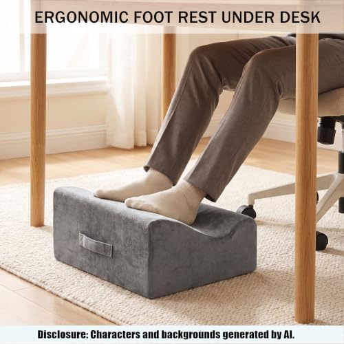 Large Foot Rest for Under Desk at Work, Footrest with Washable Cover for Office,Multifunctional Home Footrest,Dark Gray+AA - Image 5