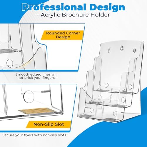 2Pcs Acrylic Brochure Holder 8.5 x 11, 3 Tier Brochure Display Stand - Image 3