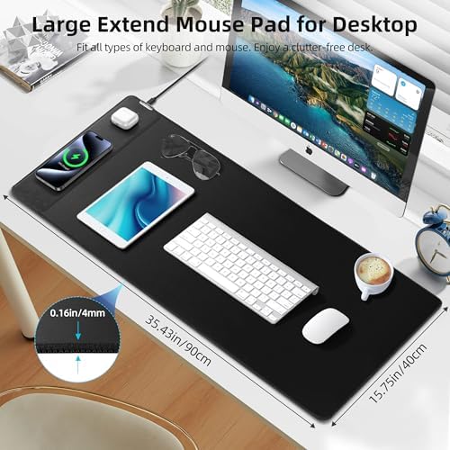 Mouse Pad with 15W Magnetic Wireless Charging, 35.4"x15.7" in - Image 4