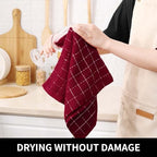 Homaxy Cotton Terry Kitchen Towels and Dishcloths Set of 12, Brick Red - Image 5
