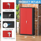 Greenvelly Metal Garage Storage Cabinet with 2 Doors and 4 Adjustable Shelves, 72”H Steel Lockable Storage Cabinet,Tall Metal Cabinet Locking File Cabinet for Office,Home, Garage, Gym, School - Image 3