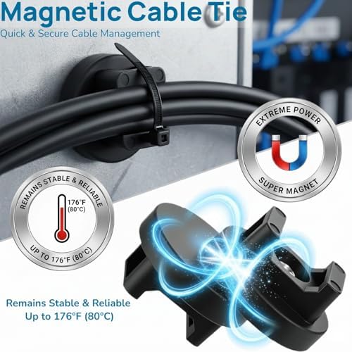225-Pc Magnetic Cable Ties Set,Magnetic Zip Tie Mounts & Cable Ties - Image 2