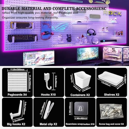Pegboard Combination Kit, Modular White Wall Organizer - Image 4