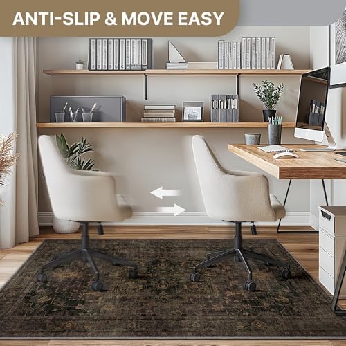 48"x60" Office Chair Mat for Hardwood Floor, Non-Slip Charcoal Brown - Image 5
