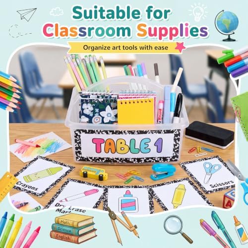 Hushee 6 Pcs Classroom Caddy Plastic Caddy Organizer with Handle, Clear - Image 6