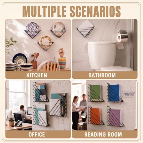 Wenqik 6 Pcs Wall Mounted File Organizer, Metal Magazine Basket with Nails - Image 6