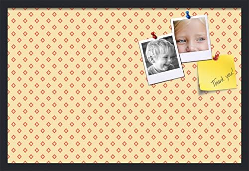 PinPix 30x20 inch Cork Bulletin Board. This Decorative Framed Pin Board Comes with Diamonds in Red and Yellow Design and Satin Black. Ideal for Home, Office Decor or School (PinPix-333) by PinPixBulletinBoards
