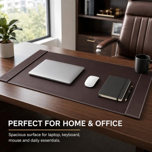 Leather Desk Pad with Side Rails, Paper Holder and Desk Protector,Ideal Ideal for Writing, organizing, and safeguarding desks at Home or Office in Style - Image 2