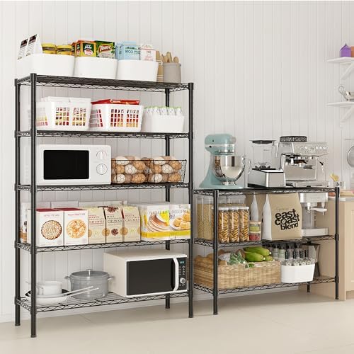 8 Tier Storage Racks Shelving, Heavy Steel Pantry Shelves, Adjustable Wire Shelving Rack, Suitable for Garage, Kitchen, Bathroom, Office, 35" W x 14" D x 106" H, Black - Image 6