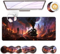 Large Keyboard Mouse Pad Set, Extended Mouse Pad+Keyboard Wrist Rest Support, Memory Foam Ergonomic Easy Typing, 4Pcs (31.5×11.8 in) Desk Pad Set for Office Home,Retro Train by Unknown