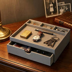 Leather Desk Organizer, Desktop Storage Box with Drawers, Organizer Made of Leather Material for Household Guest rooms - Image 5